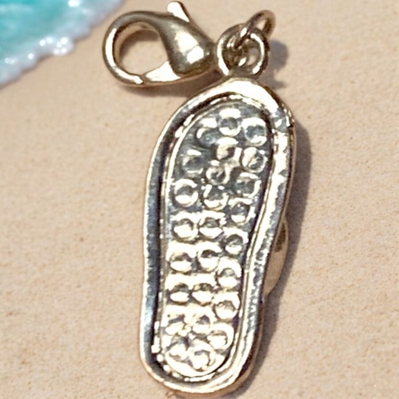 Silver & Crystal Sandal w/Lobster clasp Zipper pull, purse, shoe Charms - Picture 2 of 2